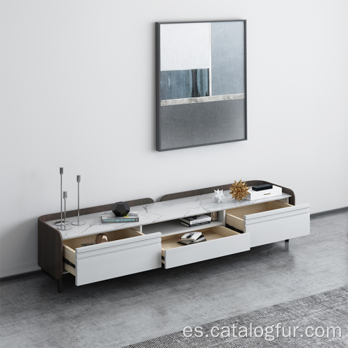 Soporte de escritorio moderno de madera de madera de la TV de la venta caliente del estilo del norte de Europa para el gabinete del hogar con vitrina con cajones y estantes
